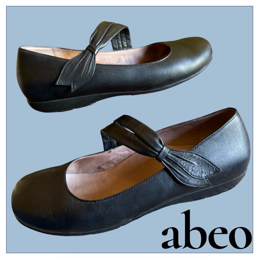 Abeo Talia Black Leather Mary Jane Flats 8.5N Narrow. Ortho Comfort! EUC!